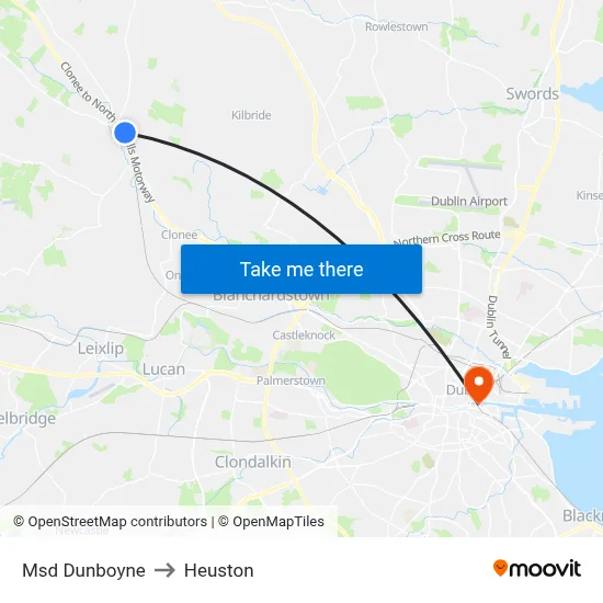 Msd Dunboyne to Heuston map