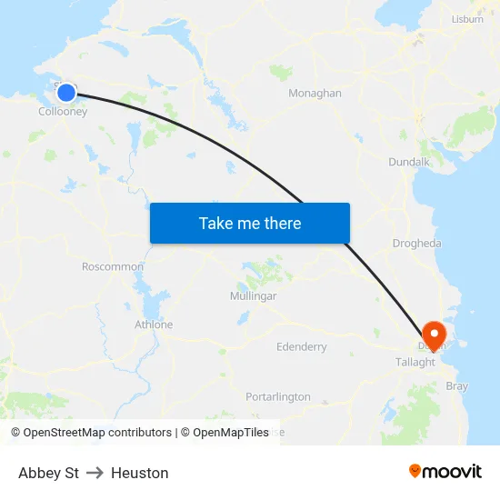 Abbey St to Heuston map