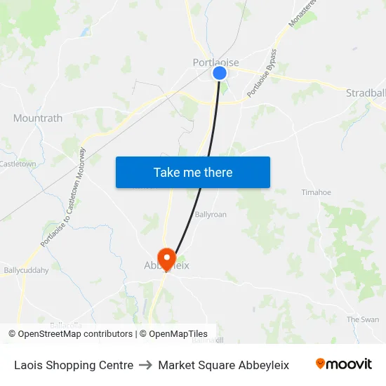 Laois Shopping Centre to Market Square Abbeyleix map