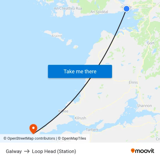 Galway to Loop Head (Station) map