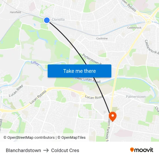 Blanchardstown to Coldcut Cres map