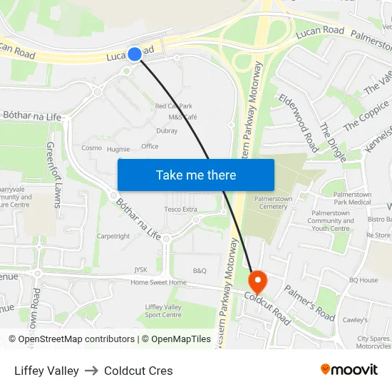 Liffey Valley to Coldcut Cres map