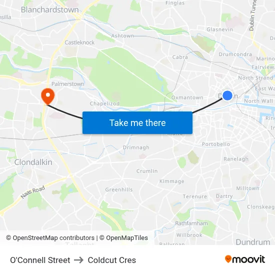 O'Connell Street to Coldcut Cres map