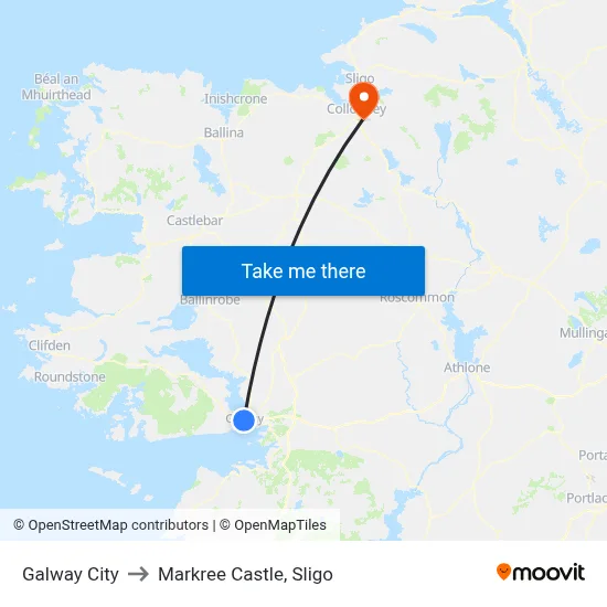 Galway City to Markree Castle, Sligo map