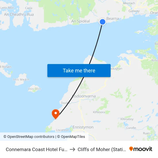 Connemara Coast Hotel Furbo to Cliffs of Moher (Station) map