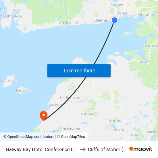 Galway Bay Hotel Conference Leisure Centre to Cliffs of Moher (Station) map
