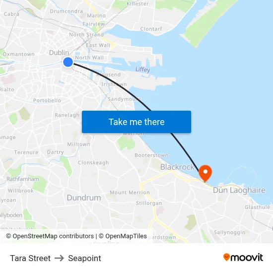 Tara Street to Seapoint map