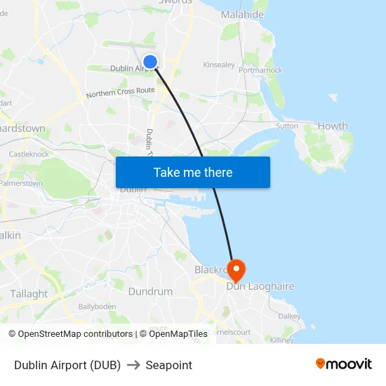 Dublin Airport (DUB) to Seapoint map