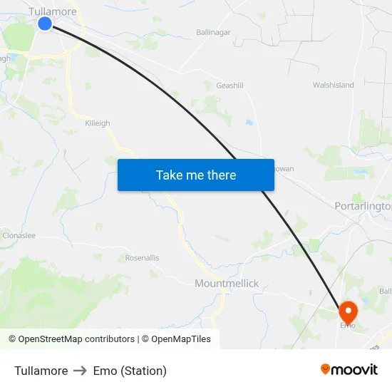 Tullamore to Emo (Station) map