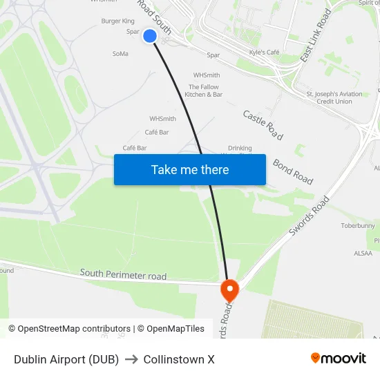 Dublin Airport (DUB) to Collinstown X map