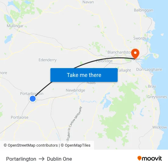 Portarlington to Dublin One map