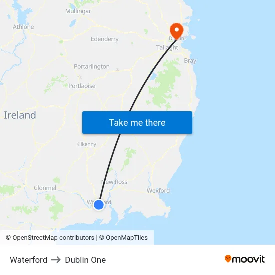 Waterford to Dublin One map