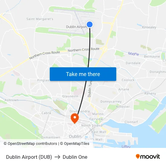 Dublin Airport (DUB) to Dublin One map