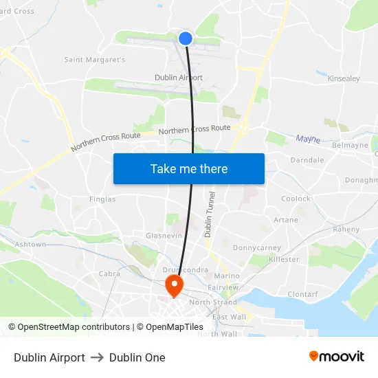 Dublin Airport to Dublin One map