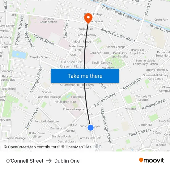 O'Connell Street to Dublin One map