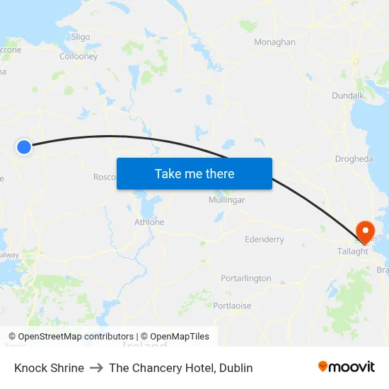 Knock Shrine to The Chancery Hotel, Dublin map