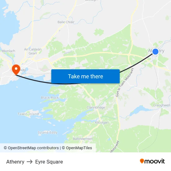Athenry to Eyre Square map