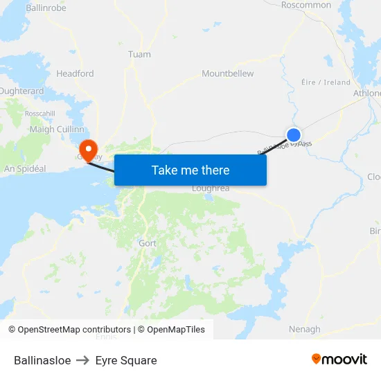 Ballinasloe to Eyre Square map