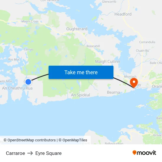 Carraroe to Eyre Square map