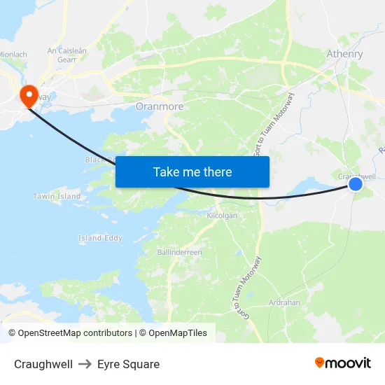 Craughwell to Eyre Square map
