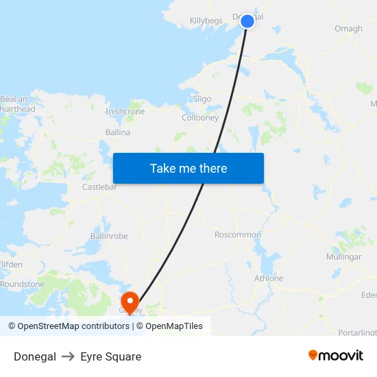 Donegal to Eyre Square map