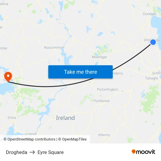 Drogheda to Eyre Square map