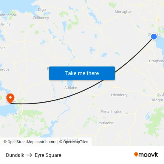 Dundalk to Eyre Square map