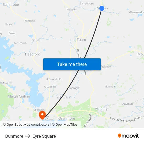 Dunmore to Eyre Square map