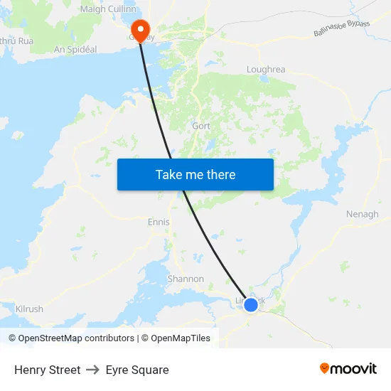Henry Street to Eyre Square map