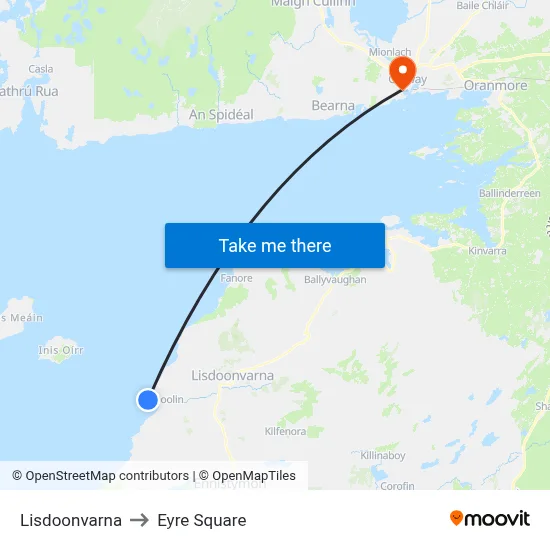 Lisdoonvarna to Eyre Square map