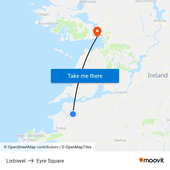 Listowel to Eyre Square map