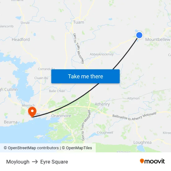 Moylough to Eyre Square map