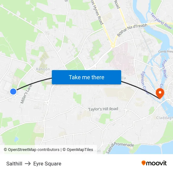 Salthill to Eyre Square map