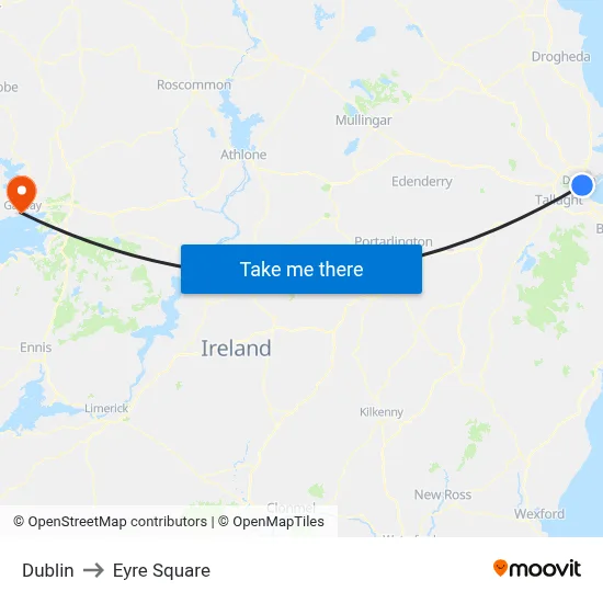 Dublin to Eyre Square map