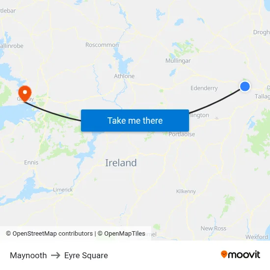 Maynooth to Eyre Square map