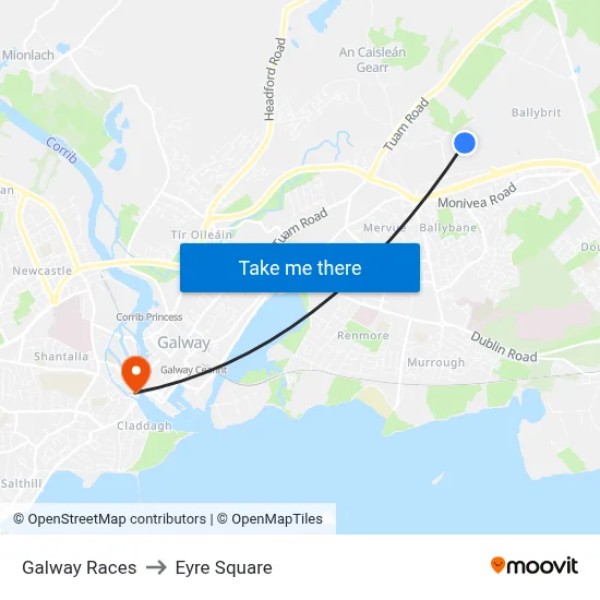 Galway Races to Eyre Square map