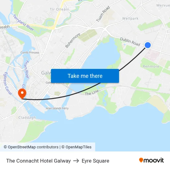 The Connacht Hotel Galway to Eyre Square map