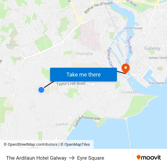 The Ardilaun Hotel Galway to Eyre Square map