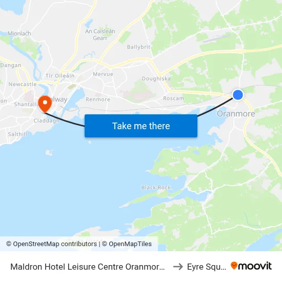 Maldron Hotel Leisure Centre Oranmore Galway to Eyre Square map