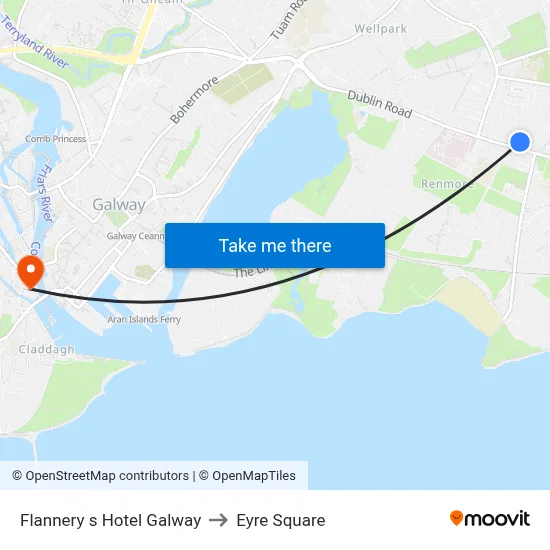 Flannery s Hotel Galway to Eyre Square map