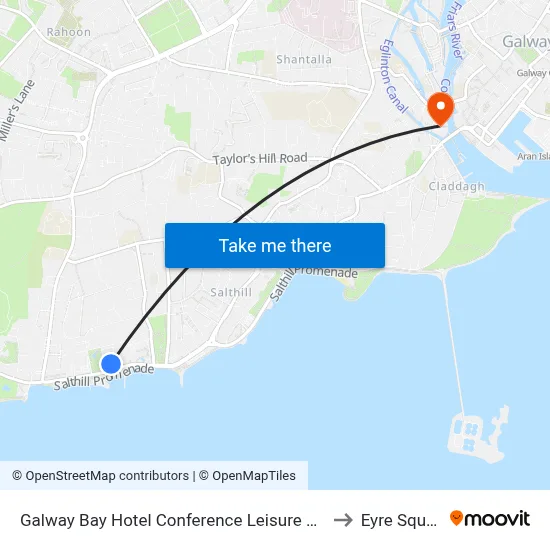 Galway Bay Hotel Conference Leisure Centre to Eyre Square map