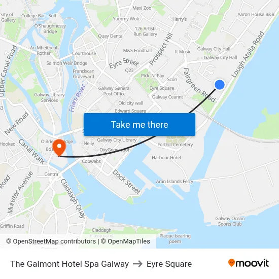 The Galmont Hotel Spa Galway to Eyre Square map