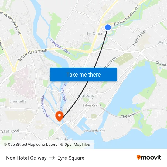 Nox Hotel Galway to Eyre Square map