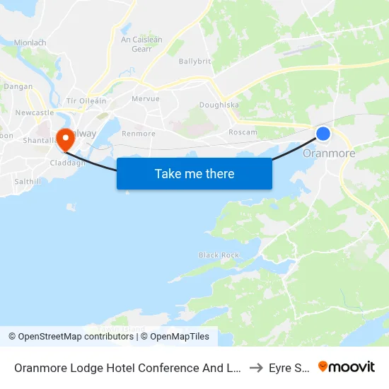 Oranmore Lodge Hotel Conference And Leisure Centre Galway to Eyre Square map