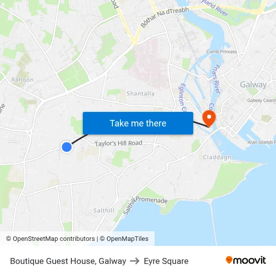 Boutique Guest House, Galway to Eyre Square map