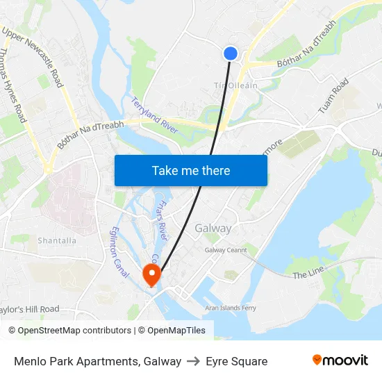 Menlo Park Apartments, Galway to Eyre Square map