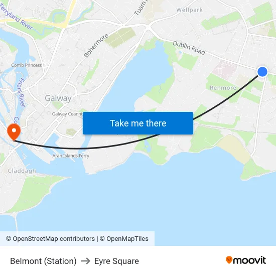 Belmont (Station) to Eyre Square map