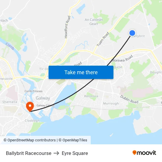Ballybrit Racecourse to Eyre Square map
