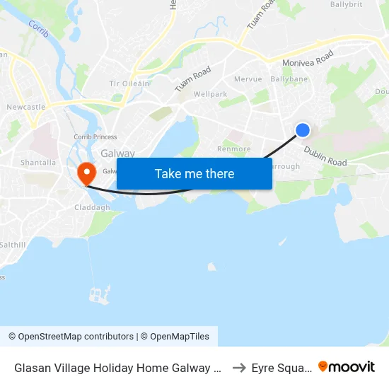 Glasan Village Holiday Home Galway City to Eyre Square map