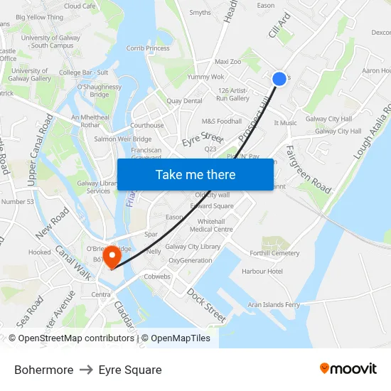 Bohermore to Eyre Square map
